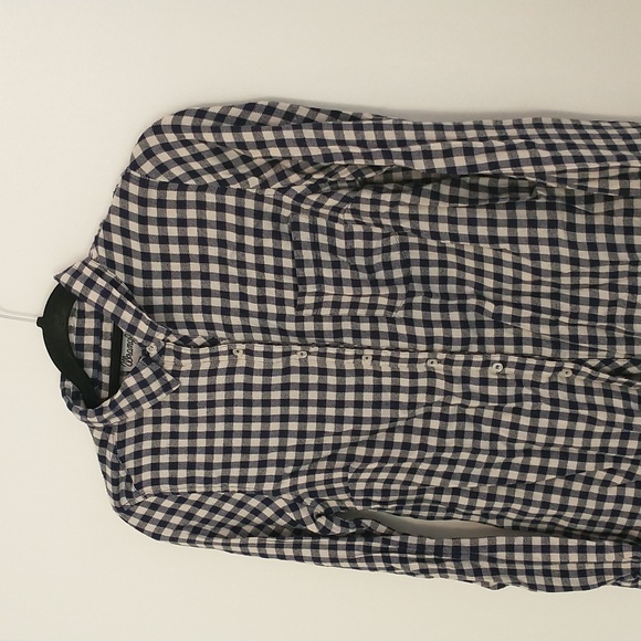 Wrangler blue white checkered flannel button front shirt - Picture 2 of 5